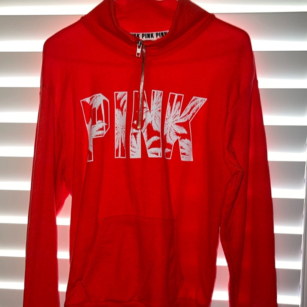 PINK brand half zip orange sweatshirt